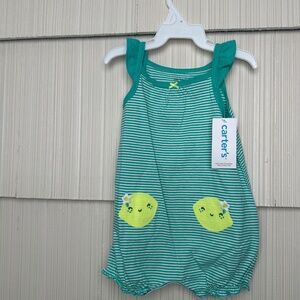 NWT 6m Green Striped Lemon/Lime Romper